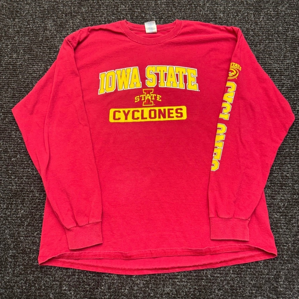 Iowa State Cyclones Mens XL Long Sleeve T-Shirt Red NCAA Fan Gear Graphic Tee